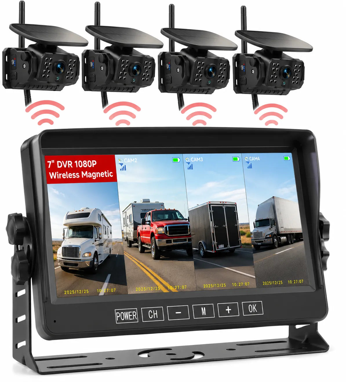 7-Inch Dual Wireless Magnetic Backup Camera