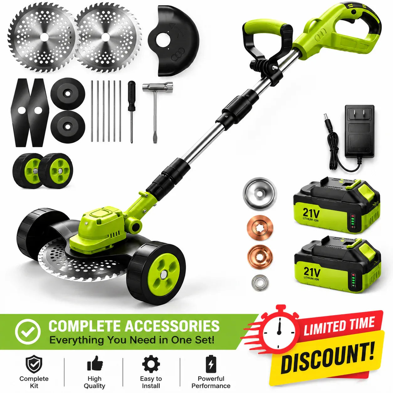 21V Cordless 3-in-1 Lawn Trimmer