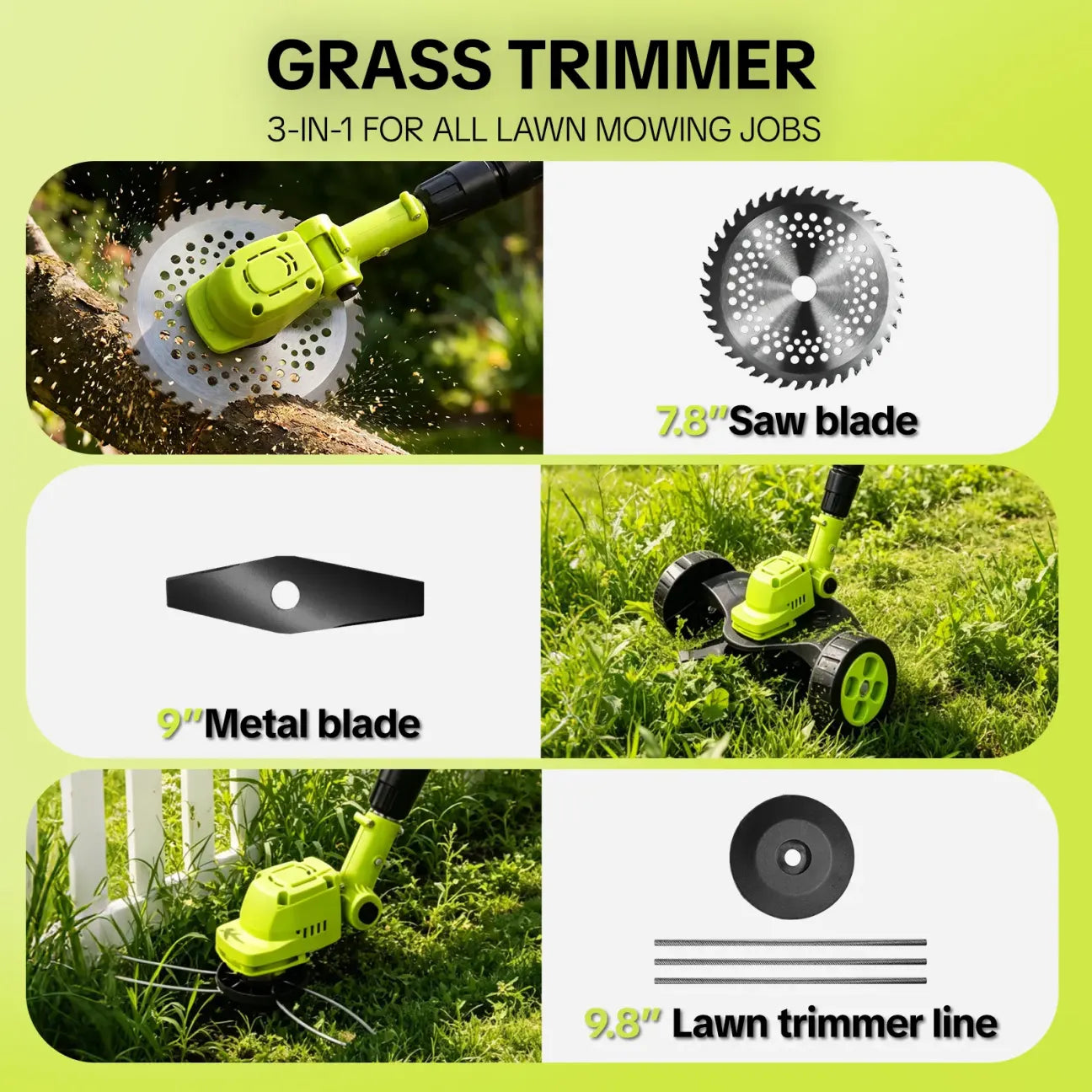 21V Cordless 3-in-1 Lawn Trimmer - view 5