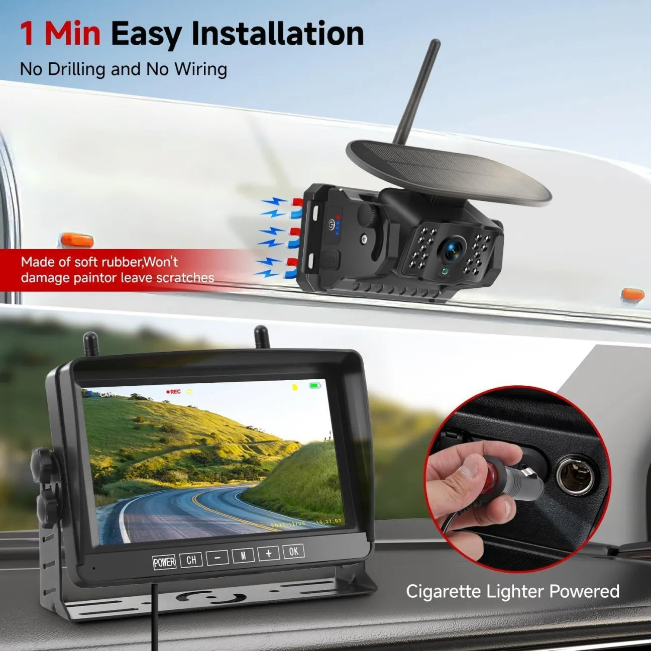 7-Inch Dual Wireless Magnetic Backup Camera
